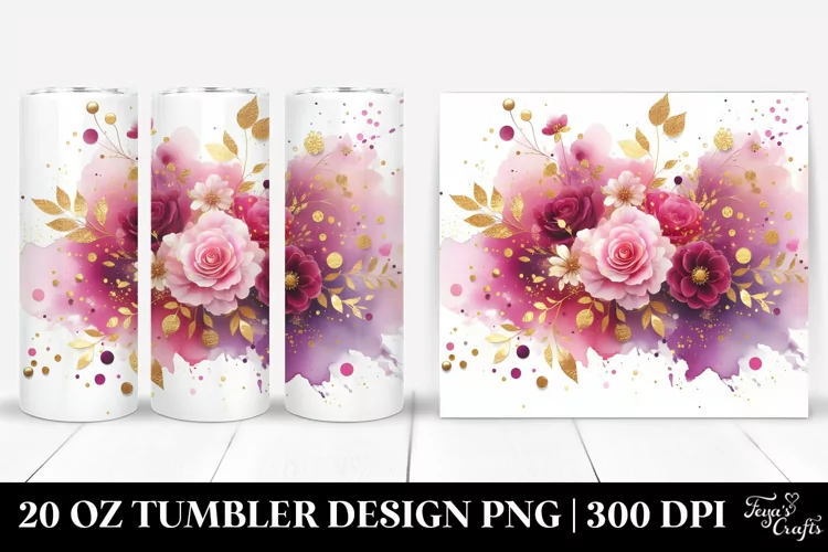 Colorful Magenta Golden Foil Splash | 20 oz Tumbler