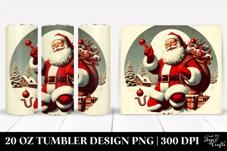 Retro Santa Christmas Illustration, 20 Oz Tumbler