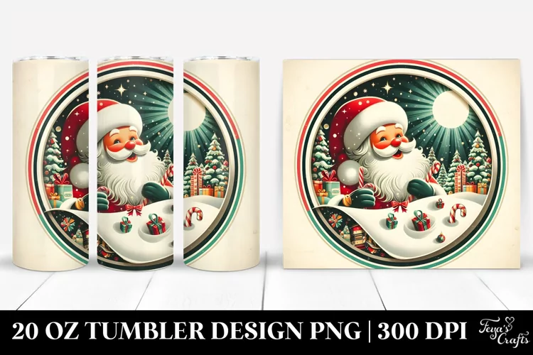 Retro Santa Christmas Illustration, 20 Oz Tumbler