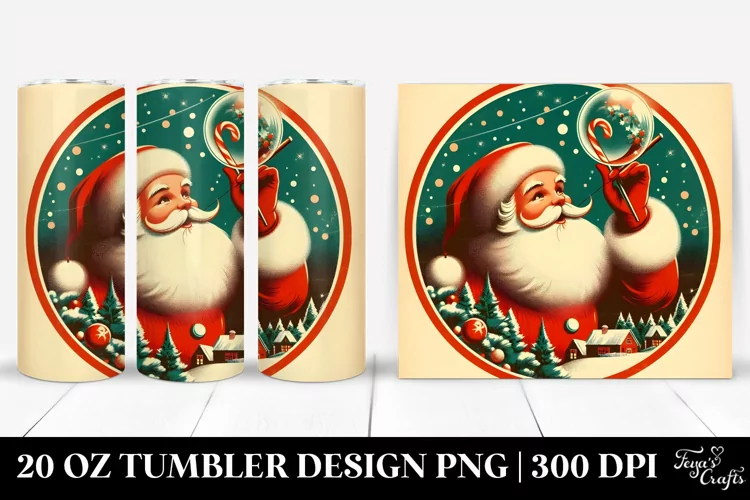 Retro Santa Christmas Illustration, 20 Oz Tumbler