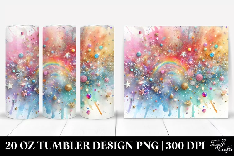 Colorful Gliterry Splash | 20 Oz Tumbler