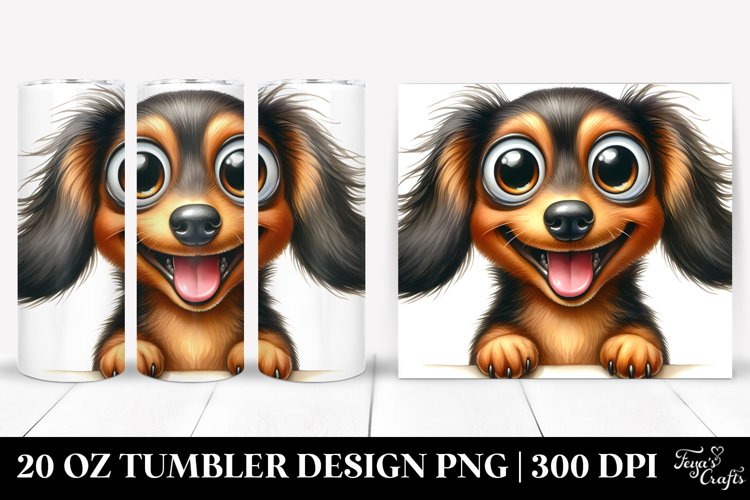 Crazy Dachshund Watercolor | 20 Oz Tumbler example image 1