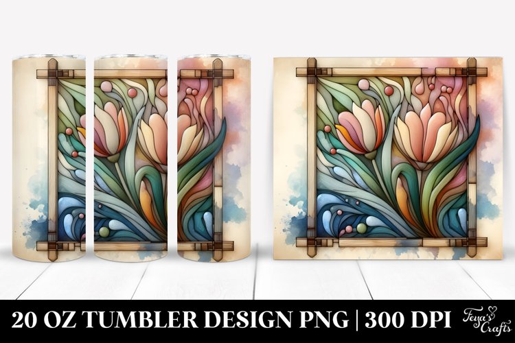 Wooden Small Stained Tulip 20 Oz Tumbler