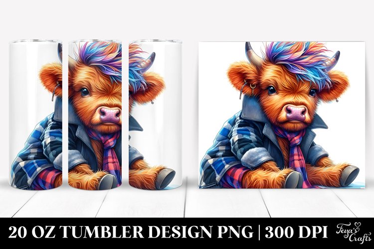 Cute Baby Highlandcow with Goofy Face, Transparent 20 Oz