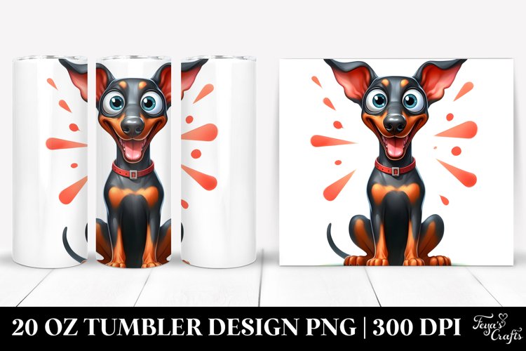 Cute Crazy Doberman Pinscher | 20 Oz Tumbler example image 1