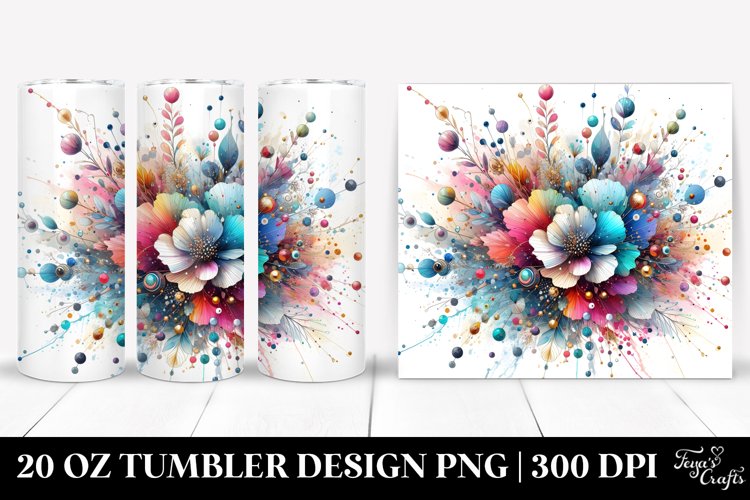 Colorful Watercolor Splash | 20 Oz Tumbler example image 1