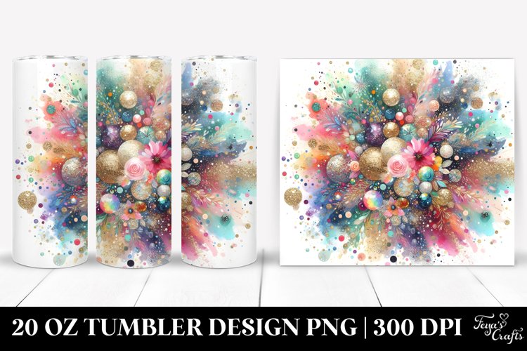 Colorful Glittery Splash | 20 Oz Tumbler example image 1