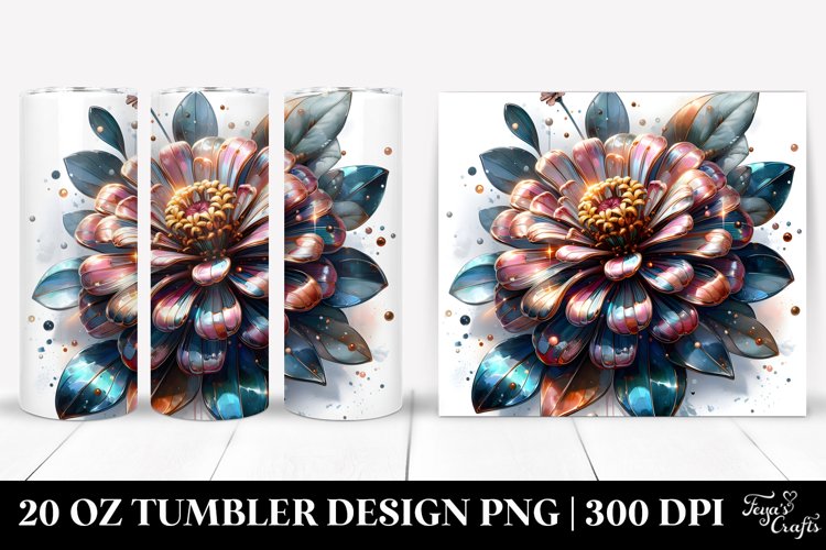 20 Oz Tumbler Sublimation | Shiny Zinnia with Colorful