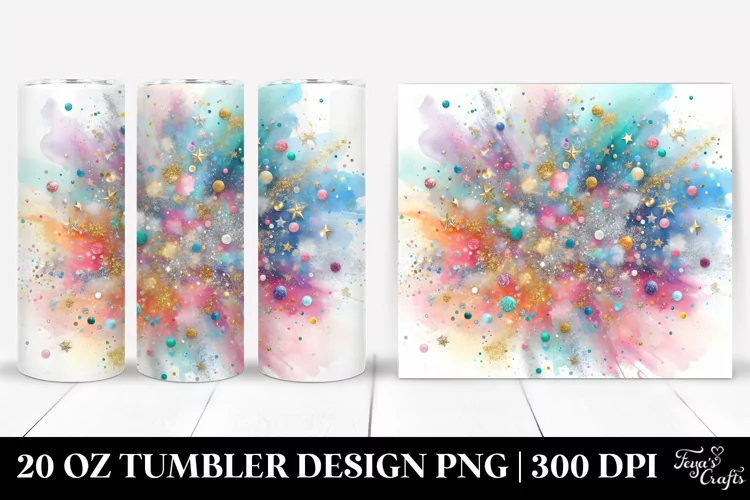 Colorful Glittery Splash | 20 Oz Tumbler