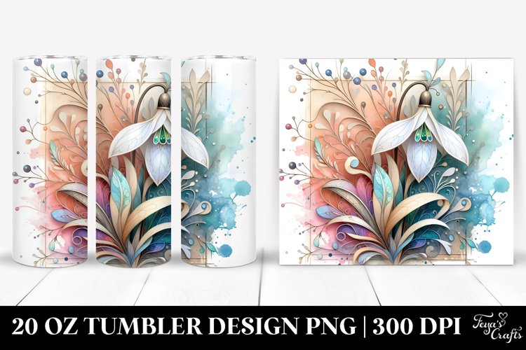 Wooden Small Stained Snowdrop 20 Oz Tumbler