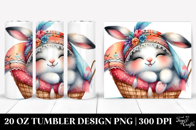 Colorful Boho Smiling Baby Rabbit 20 Oz Tumbler example image 1