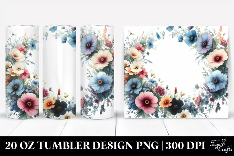 Centered Wild Flowers Frame | 20 Oz Tumbler