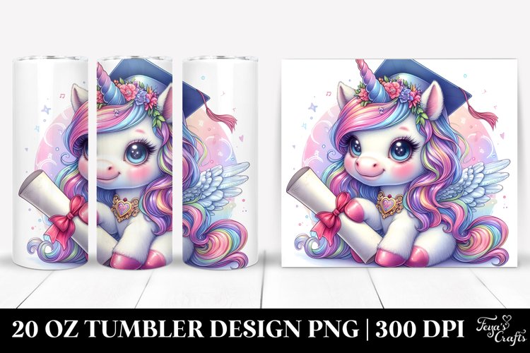 Colorful Baby Unicorn Diploma 20 oz Tumbler Design