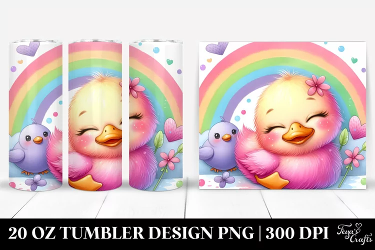 Colorful Pinkish Baby Duck 20 Oz Tumbler