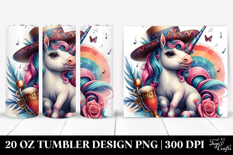Colorful Baby Unicorn Latin Club 20 oz Tumbler Design