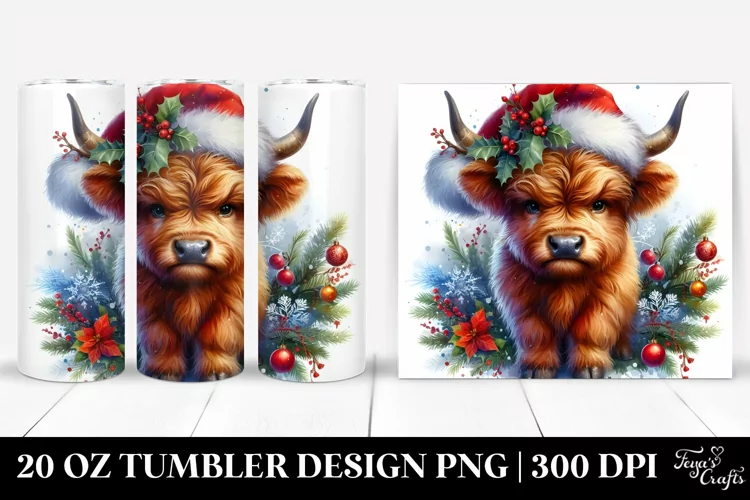 Cute Highland Cow with Christmas 20 Oz Tumbler