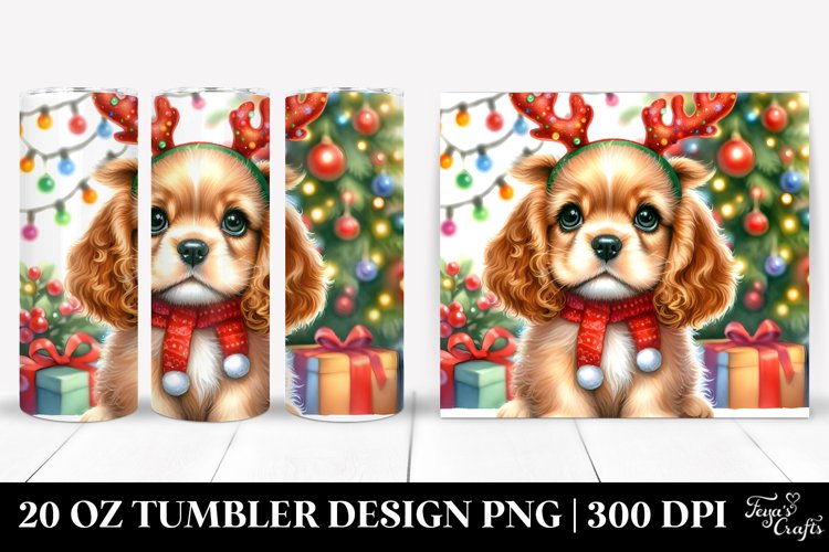 Enthusiastic Baby Cocker Spaniel with Reindeer Horns example image 1