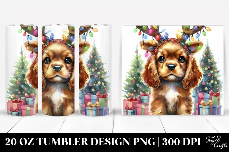 Enthusiastic Baby Cocker Spaniel with Reindeer Horns