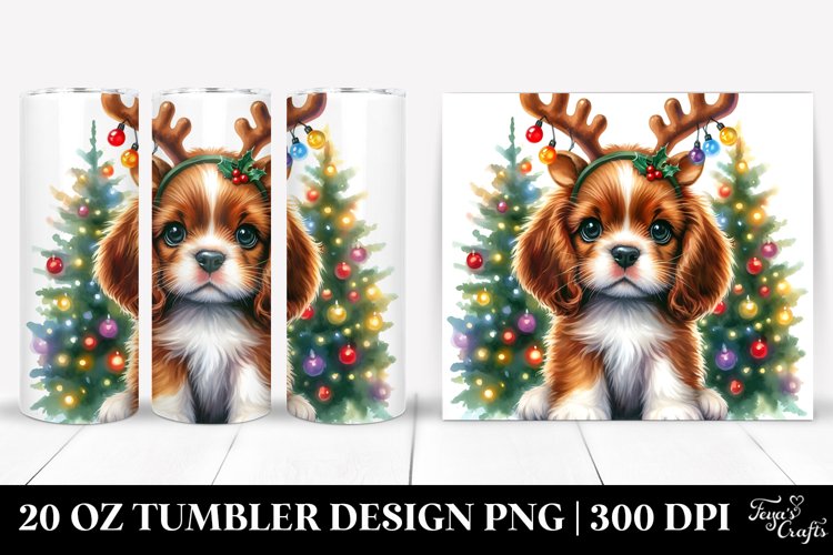 Enthusiastic Baby Cocker Spaniel with Reindeer Horns example image 1