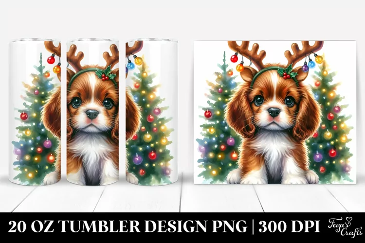 Enthusiastic Baby Cocker Spaniel with Reindeer Horns