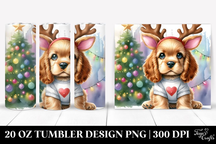 Enthusiastic Baby Cocker Spaniel with Reindeer Horns example image 1