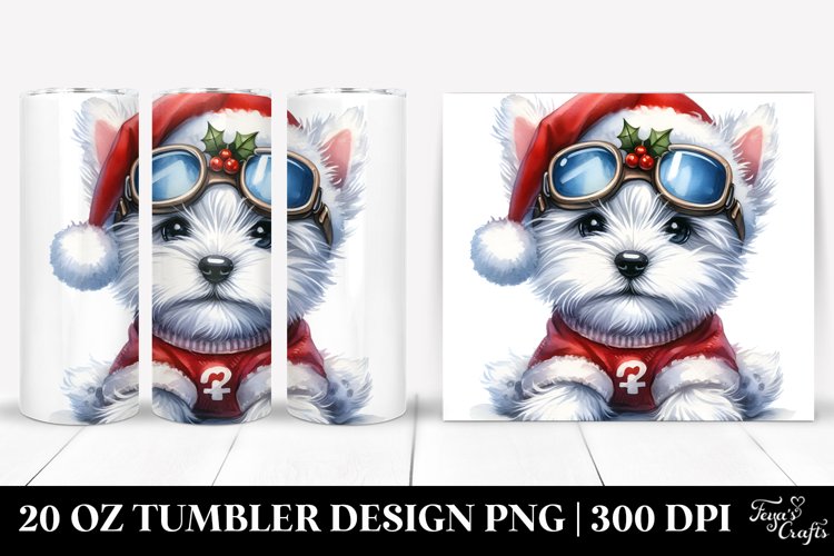 Enthusiastic Baby West Highland White Terrier with Santa Hat