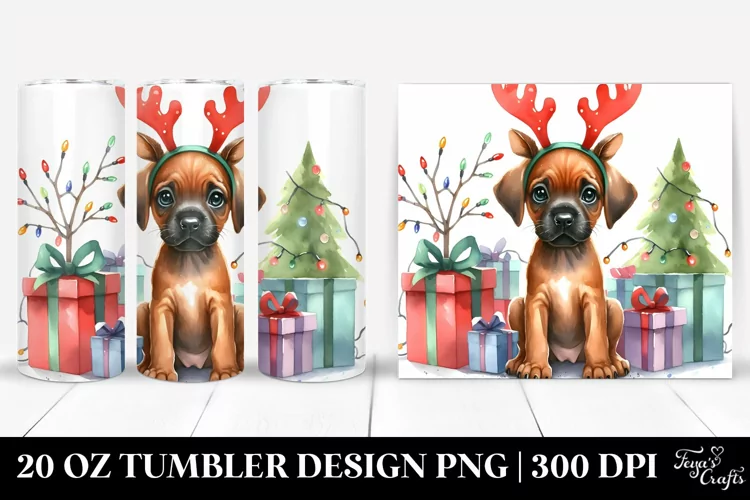Expressive Baby Rhodesian Ridgeback with Christmas Decor