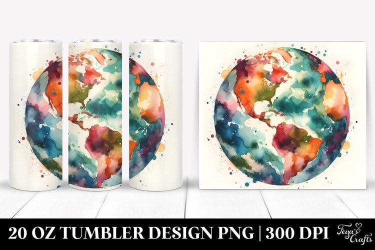 Colorful Vintage Planet Watercolor | 20 Oz Tumbler example image 1