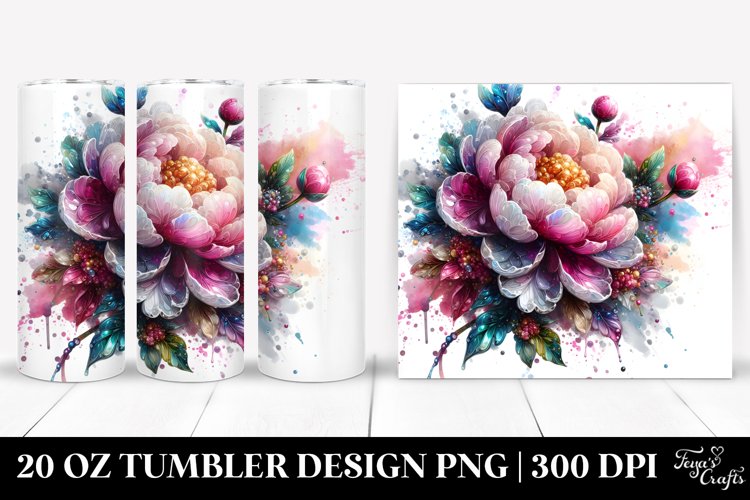Shiny Peonies Flowers Tumbler