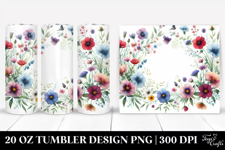 Centered Wild Flowers Frame | 20 Oz Tumbler