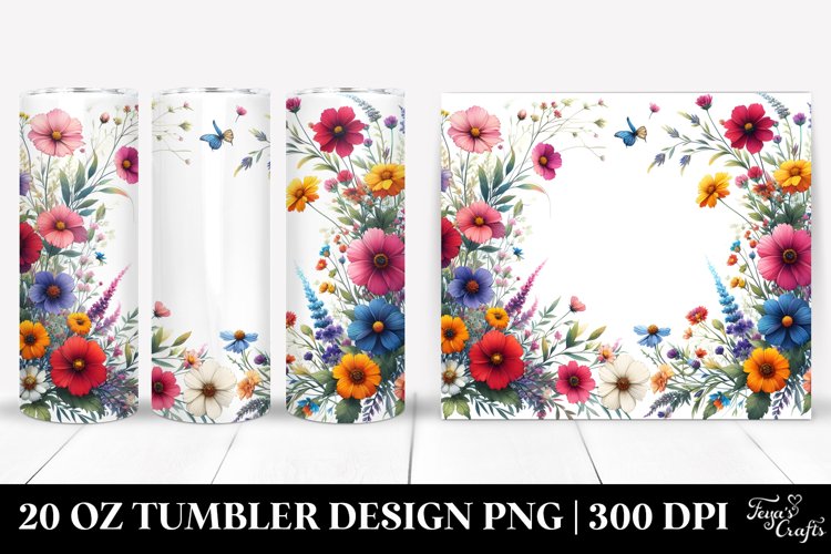 Centered Wild Flowers Frame | 20 Oz Tumbler example image 1