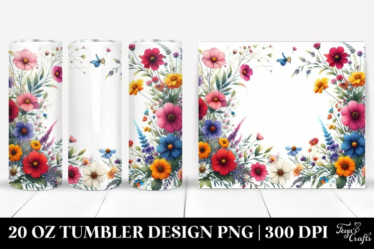 Centered Wild Flowers Frame | 20 Oz Tumbler