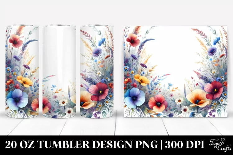 Centered Wild Flowers Frame | 20 Oz Tumbler