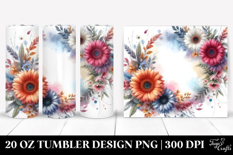 colorfull Floral Frame | 20 oz Tumbler example image 1