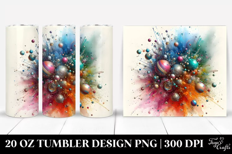 Colorful Watercolor Particles | 20 Oz Tumbler