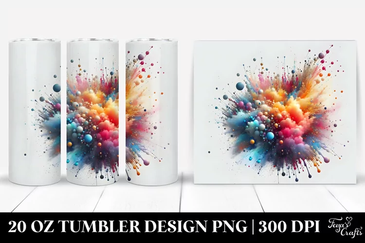 Colorful Watercolor Particles | 20 Oz Tumbler