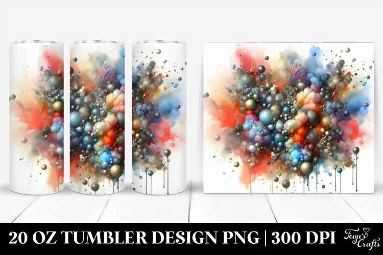 Colorful Watercolor Particles | 20 Oz Tumbler