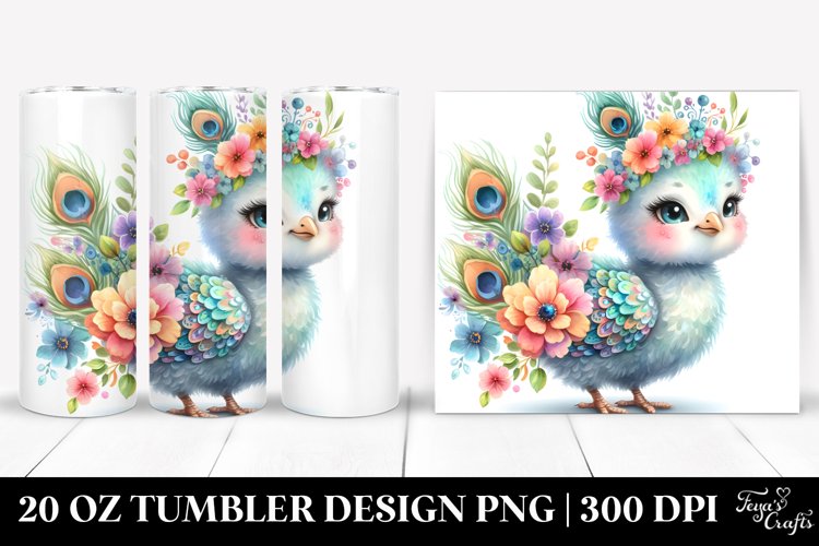 Centered Smiling Cute Peacock | Tumbler