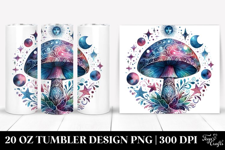 Vibrant Magical Mushroom Clipart, Transparent 20 Oz Tumbler