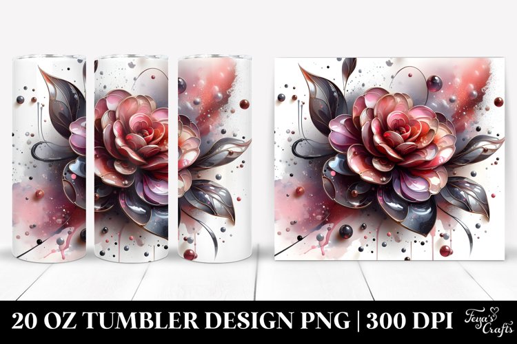 Glossy Camellia with Metallic Insertions | 20 Oz Tumbler