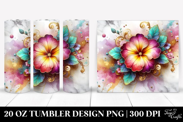 Colorful Primrose with Gold Insertions | Tumbler