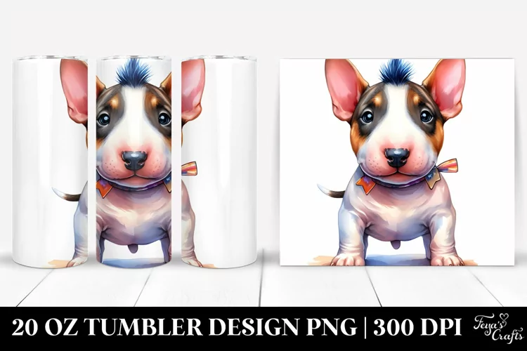 Enthusiastic Bull Terrier with Vibrant Colors PNG