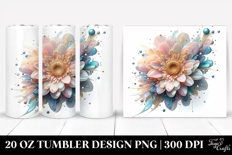 Shiny Gerbera with Golden Insertions, High-Res 20 Oz Tumbler