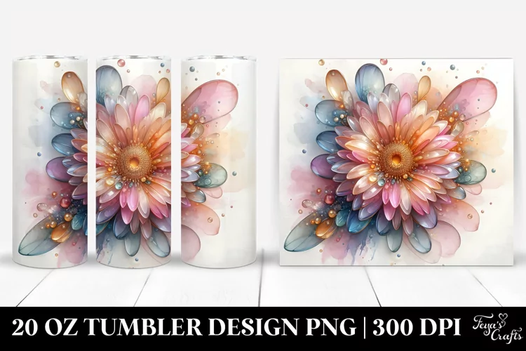 Shiny Gerbera with Golden Insertions, High-Res 20 Oz Tumbler