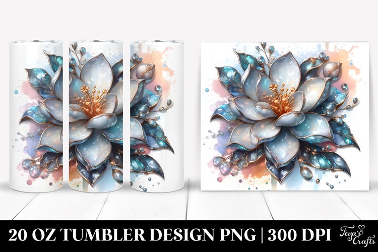 20 Oz Tumbler Sublimation | Gardenia Watercolor Splash