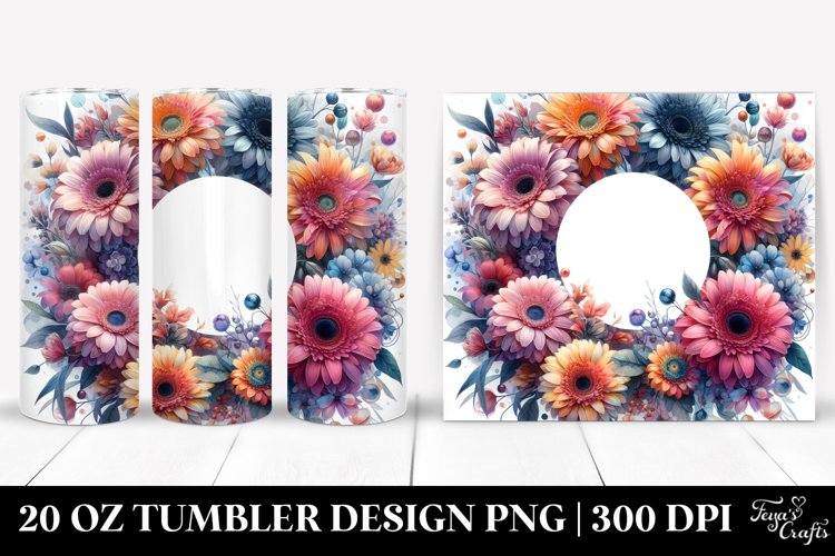Abstract Colorful Gerbera Round Frame 20 oz Tumbler
