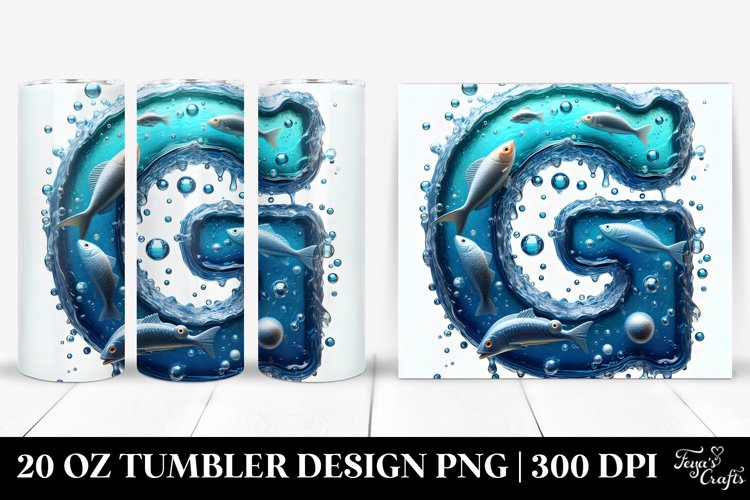 Shiny Tumbler With Sea Bass and Monogram | 20 Oz Tumbler