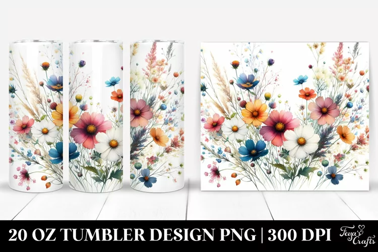 Colorful Watercolor Wild Flowers | 20 Oz Tumbler