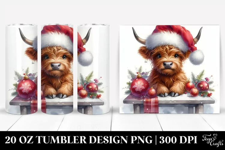 Highland Cow Peeking Over Table 20 Oz Tumbler