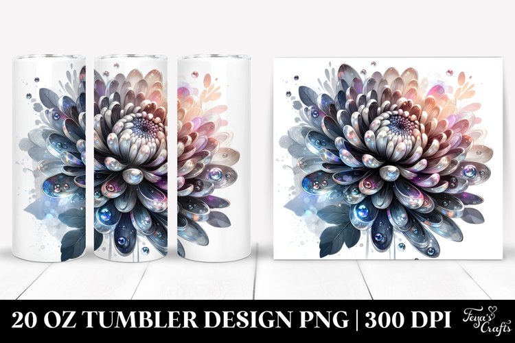 20 Oz Tumbler Sublimation | Shiny Chrysanthemum with